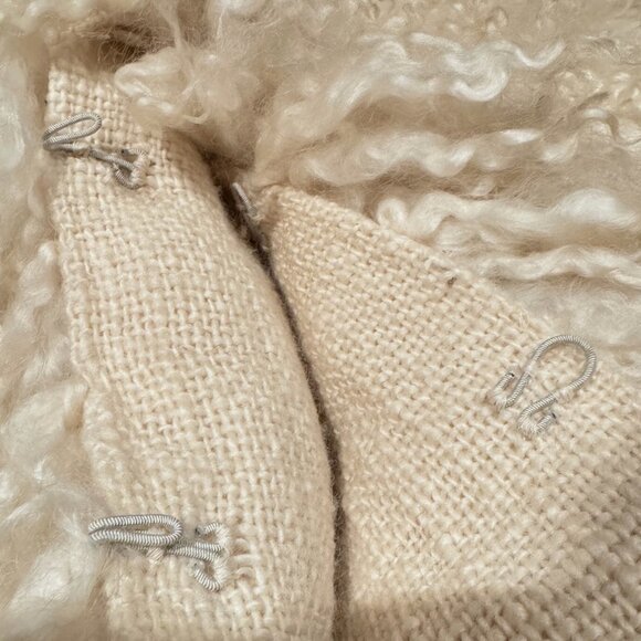 MARNI Knits Runway White Curly Wool Knit Coat Sweater Shaggy Sheep Fur Handmade - Picture 6 of 8